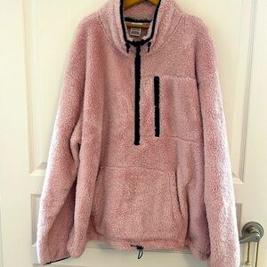 PINK fuzzy pink half zip
